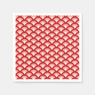 Serviette En Papier Motif à vagues Art déco - corail rouge et rose