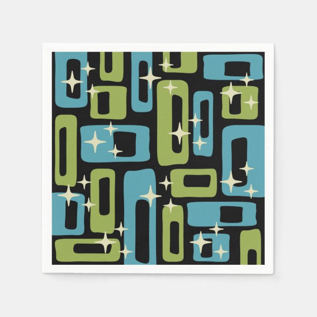 Serviette En Papier Motif Abstrait moderne du milieu du siècle (Devant)