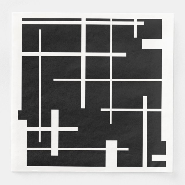 Serviette En Papier motif Abstrait - noir et blanc (Devant)