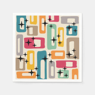 Serviette En Papier Motif Abstrait Rétro Milieu de Siècle Moderne