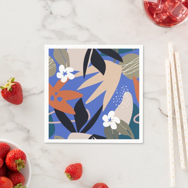 Serviette En Papier Motif abstrait tropical coloré (En situation)