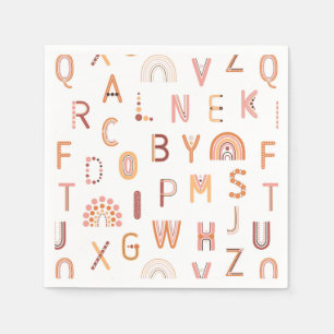 Serviette En Papier Motif Alphabet arc-en-ciel amusant
