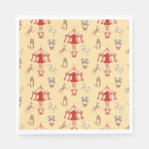 Serviette En Papier Motif animal cirque premier anniversaire