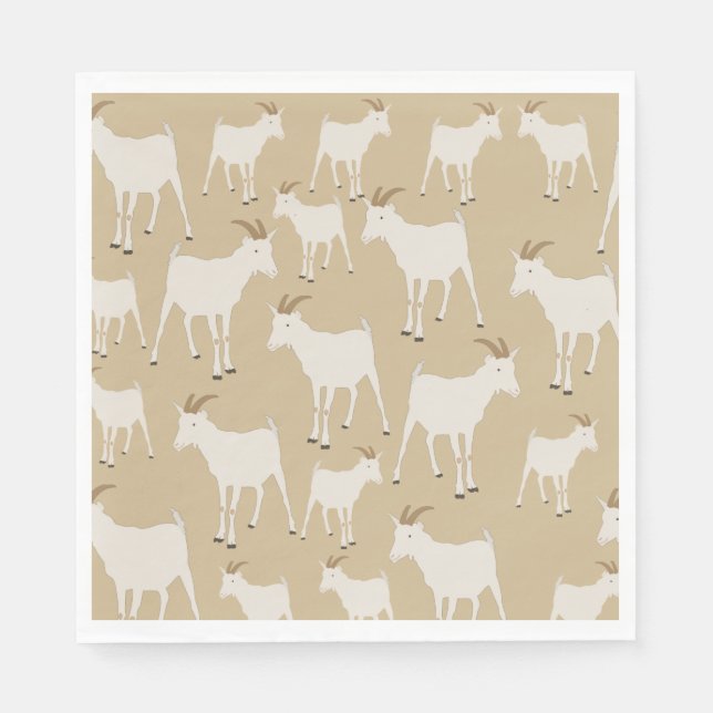 Serviette En Papier Motif animal de la ferme de chèvres (Devant)