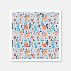 Serviette En Papier Motif animal de région boisée d'art populaire