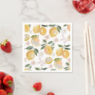 Serviette En Papier Motif aquarelle Citron & Myrtille
