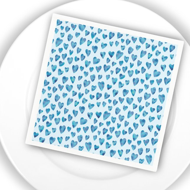 Serviette En Papier Motif aquarelle Cœur Bleu (Créateur téléchargé)