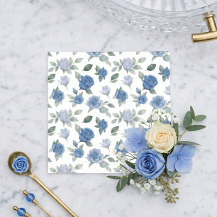 Serviette En Papier Motif aquarelle de rose bleu français élégant