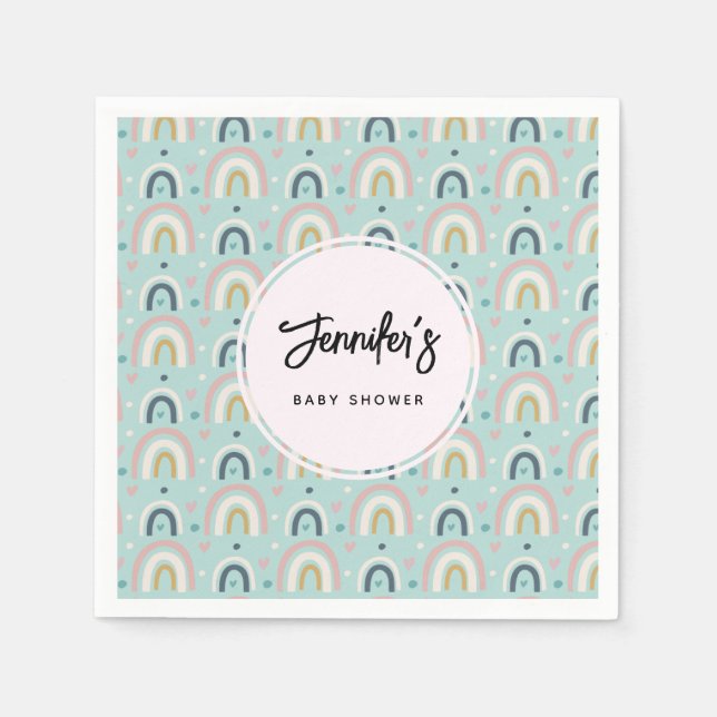 Serviette En Papier Motif arc-en-ciel blanc mignon (Devant)