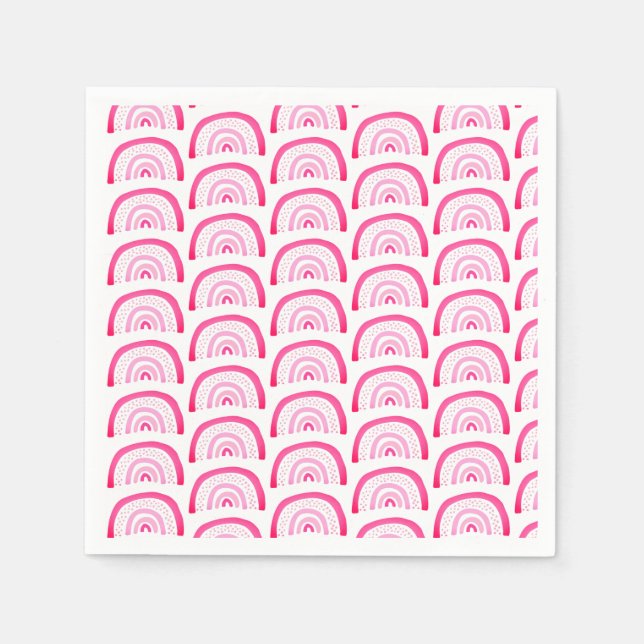 Serviette En Papier Motif arc-en-ciel rose vif (Devant)