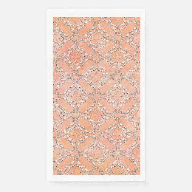 Serviette En Papier Motif argenté gris rose orange métal argenté (Devant)