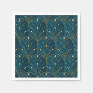 Serviette En Papier Motif Art Déco avec des formes géométriques dorées