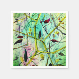 Serviette En Papier Motif Art déco - carreaux abstraits verts