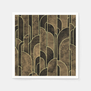 Serviette En Papier Motif Art Déco marron et or riche
