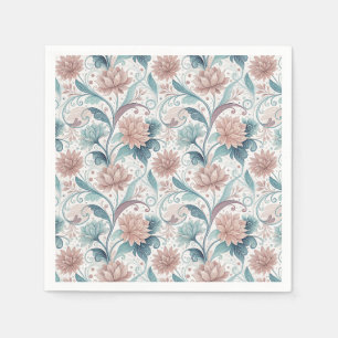 Serviette En Papier Motif artistique de fleurs tourbillonnantes pastel