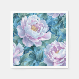 Serviette En Papier Motif artistique Pastel Peonies Gouache