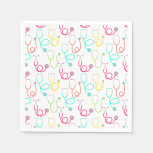 Serviette En Papier Motif au néon de stéthoscope