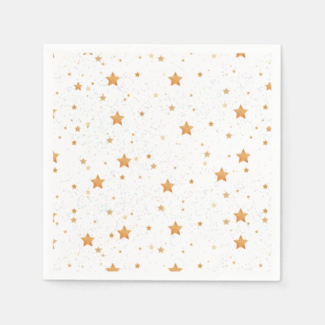 Serviette En Papier motif aux étoiles d'or (Devant)