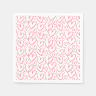 Serviette En Papier Motif blanc rose-coeur moderne