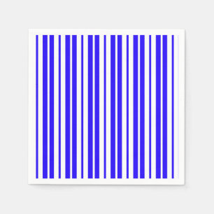Serviette En Papier Motif Bleu Blanc Vertical Grilles