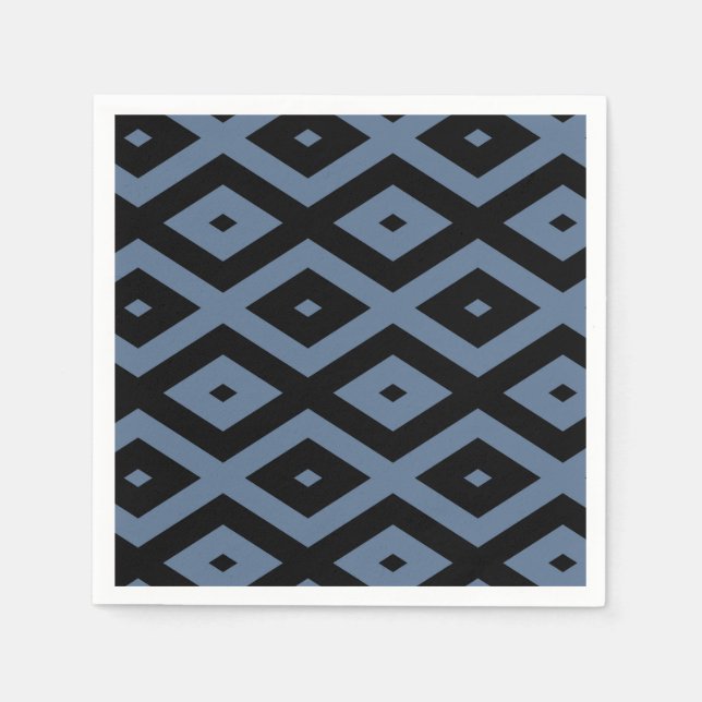 Serviette En Papier Motif bleu gris et noir diamant (Devant)