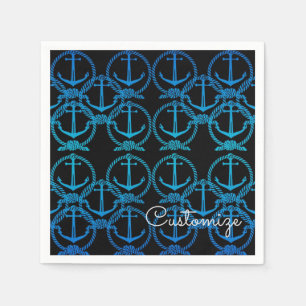 Serviette En Papier Motif bleu nautique d'Ancre