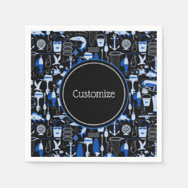 Serviette En Papier Motif bleu pêche Personnalisé