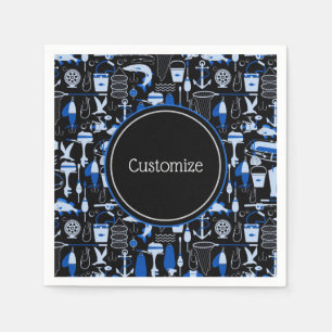 Serviette En Papier Motif bleu pêche Personnalisé