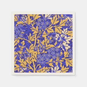 Serviette En Papier Motif bleu vif ornemental et jaune doré
