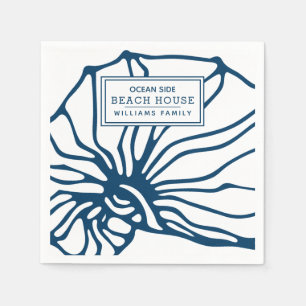 Serviette En Papier Motif Blue Seashell personnalisé - Beach House