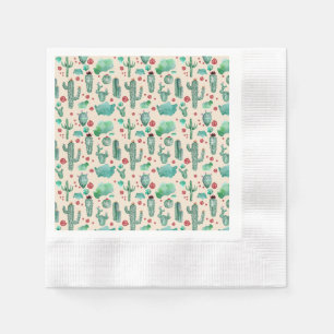 Serviette En Papier motif cactus et ladybug - arrière - plan beige