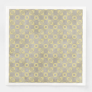 Serviette En Papier Motif Carré Abstrait jaune et gris