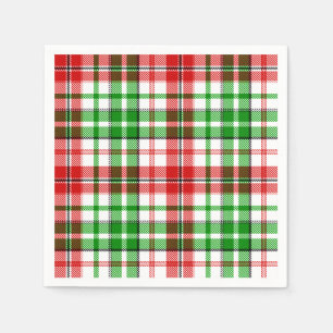Serviette En Papier Motif carreaux tartan blanc rouge vert