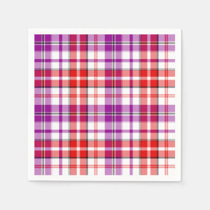 Serviette En Papier Motif carreaux tartan blanc rouge violet
