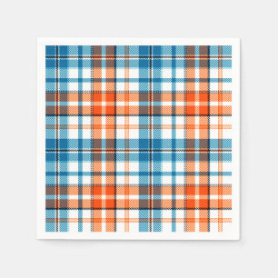 Serviette En Papier Motif carreaux tartan bleu orange blanc