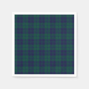 Serviette En Papier Motif carreaux tartan vert et marine classique