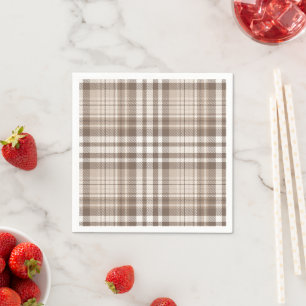 Serviette En Papier Motif carreaux ton terre neutre Tartan