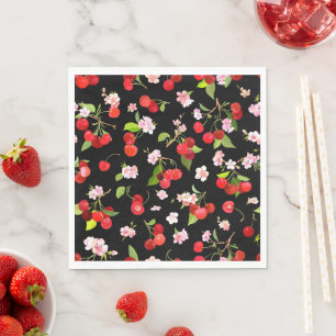 Serviette En Papier Motif Cerise 2