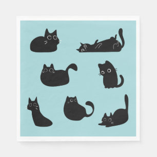 Serviette En Papier Motif Chats Noirs