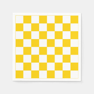 Serviette En Papier Motif chèque À damiers blanc jaune