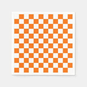 Serviette En Papier Motif chèque À damiers blanc orange