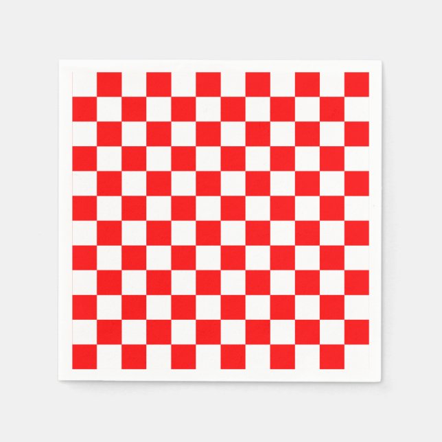 Serviette En Papier Motif chèque À damiers blanc rouge (Devant)