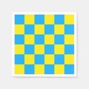 Serviette En Papier Motif chèque À damiers bleu jaune