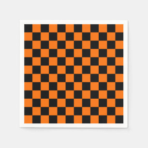 Serviette En Papier Motif chèque À damiers orange noir