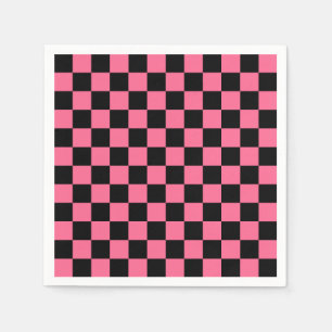 Serviette En Papier Motif chèque À damiers rose noir