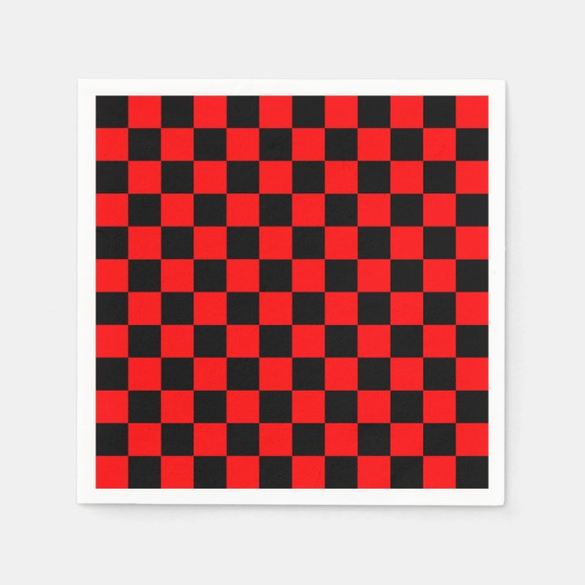 Serviette En Papier Motif chèque À damiers rouge (Devant)