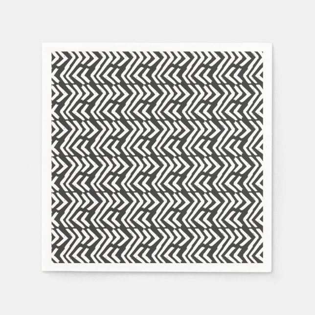 Serviette En Papier Motif Chevron à main noire (Devant)