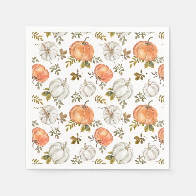 Serviette En Papier Motif Citrouille d'aquarelle d'automne (Devant)
