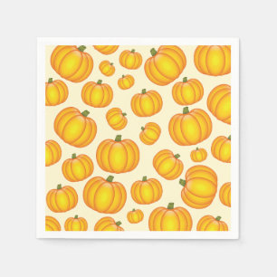 Serviette En Papier Motif Citrouille de dessin animé orange