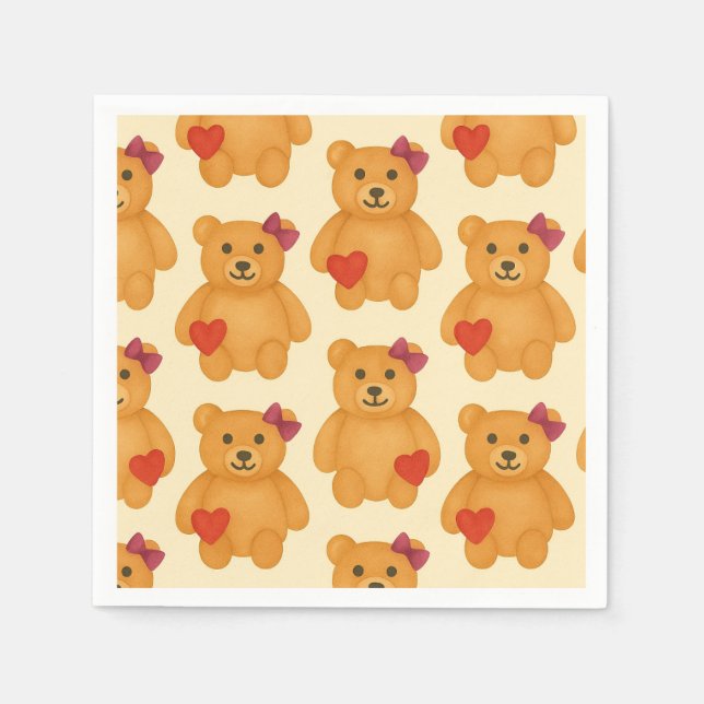 Serviette En Papier Motif classique d'ours en peluche (Devant)